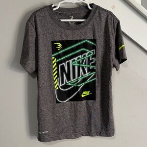Nike Kids Charcoal Tee with Neon Graphic